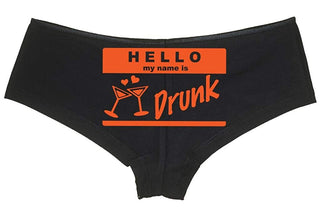 Knaughty Knickers Women's Hello My Name is Drunk Funny Hot Sexy Boyshort