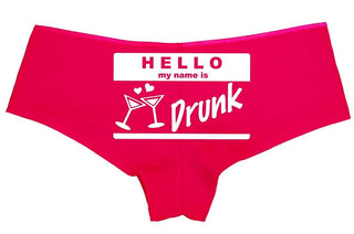 Knaughty Knickers Women's Hello My Name is Drunk Funny Hot Sexy Boyshort