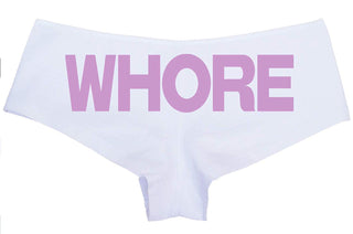 Knaughty Knickers Whore White Boyshort Underwear Slut Panties BDSM Owned DDLG