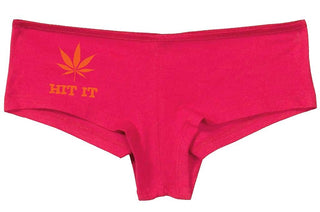 Knaughty Knickers Women's Hit It Pot Leaf Weed Rave Hot Sexy Boyshort Fuschia