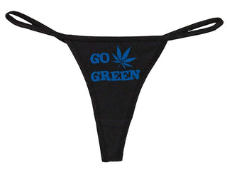 Knaughty Knickers Women's Sexy Flirty Go Green Pot Marijuana Leaf Hot Thong