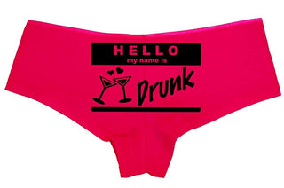 Knaughty Knickers Women's Hello My Name is Drunk Funny Hot Sexy Boyshort