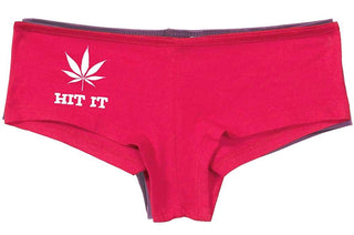 Knaughty Knickers Women's Hit It Pot Leaf Weed Rave Hot Sexy Boyshort Fuschia