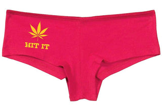 Knaughty Knickers Women's Hit It Pot Leaf Weed Rave Hot Sexy Boyshort Fuschia