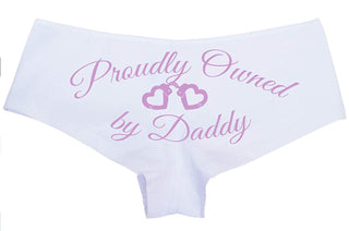 Knaughty Knickers BDSM DDLG Proudly Owned White Boyshort for Baby Girl Princess