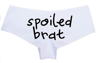 Knaughty Knickers Spoiled Brat DDLG Sexy White Boyshort Panties for Little Sub