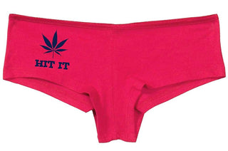 Knaughty Knickers Women's Hit It Pot Leaf Weed Rave Hot Sexy Boyshort Fuschia