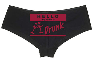 Knaughty Knickers Women's Hello My Name is Drunk Funny Hot Sexy Boyshort