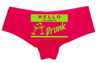 Knaughty Knickers Women's Hello My Name is Drunk Funny Hot Sexy Boyshort