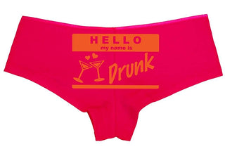 Knaughty Knickers Women's Hello My Name is Drunk Funny Hot Sexy Boyshort