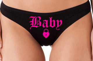 Knaughty Knickers Baby Daddy's Little Girl Princess Goth Sexy Fun Black Thong DDLG