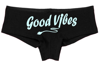 Knaughty Knickers Good Vibes Magic Wand Vibrator Sexy Black Boyshort Cute Flirty