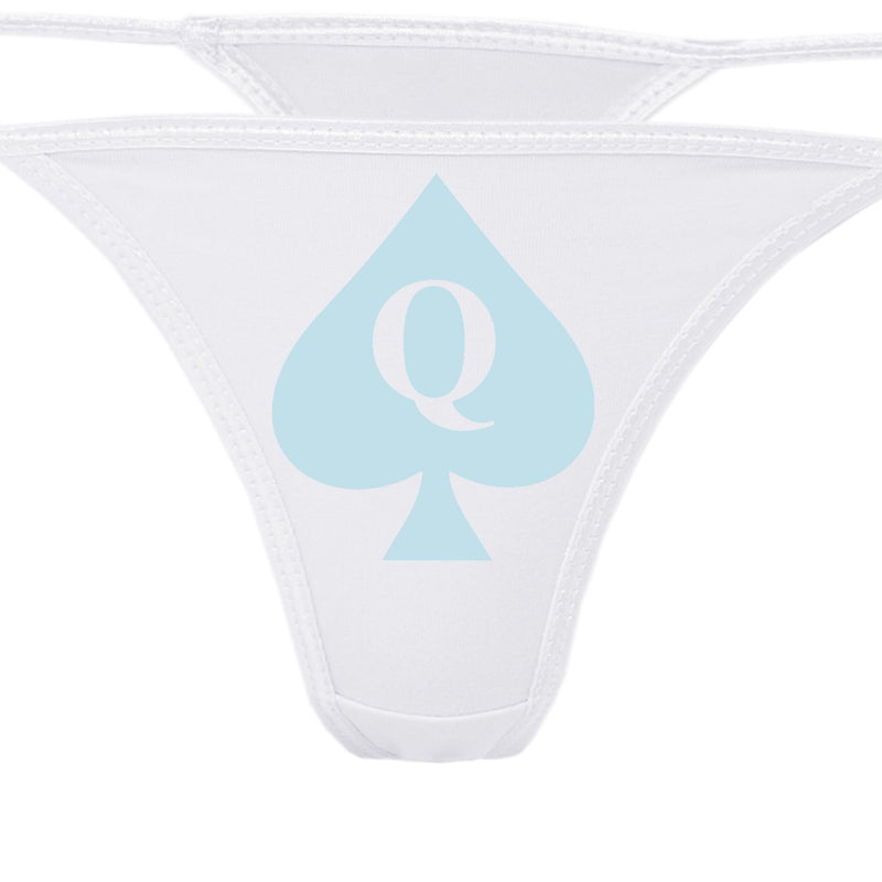 Knaughty Knickers - Queen of Spades White Thong Underwear - QofS Panties for BBC Lovers - Q of S Hot Wife