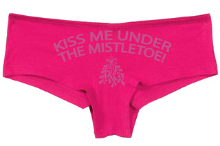 Knaughty Knickers Kiss Me Under The Mistletoe Christmas Sexy Fun Pink Boyshort