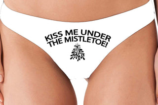 Knaughty Knickers Kiss Me Under The Mistletoe Christmas Sexy White Thong Panties