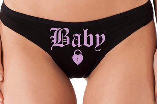 Knaughty Knickers Baby Daddy's Little Girl Princess Goth Sexy Fun Black Thong DDLG