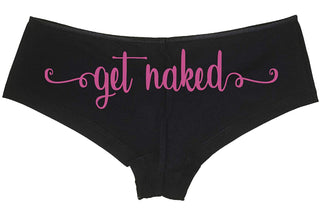 Knaughty Knickers Get Naked Cute Flirty Fun Suggestive Sexy Black Boyshort Panty