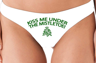 Knaughty Knickers Kiss Me Under The Mistletoe Christmas Sexy White Thong Panties