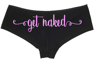 Knaughty Knickers Get Naked Cute Flirty Fun Suggestive Sexy Black Boyshort Panty