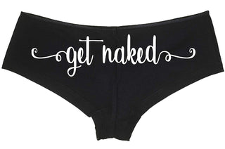 Knaughty Knickers Get Naked Cute Flirty Fun Suggestive Sexy Black Boyshort Panty