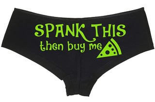 Knaughty Knickers - Spank This Ass Then Buy Me Pizza Boy Short Underwear - Okay Then Pizza Boyshort Panties