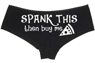 Knaughty Knickers - Spank This Ass Then Buy Me Pizza Boy Short Underwear - Okay Then Pizza Boyshort Panties