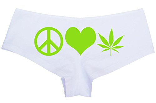 Peace Love Weed - White Boyshort