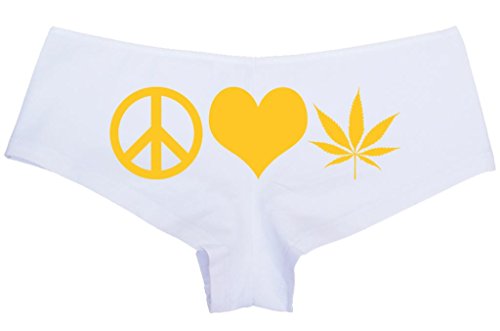 Peace Love Weed - White Boyshort