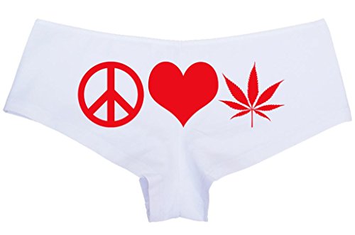 Peace Love Weed - White Boyshort