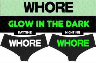 GLOW in the DARK - WHORE - BLACK BOYSHORT