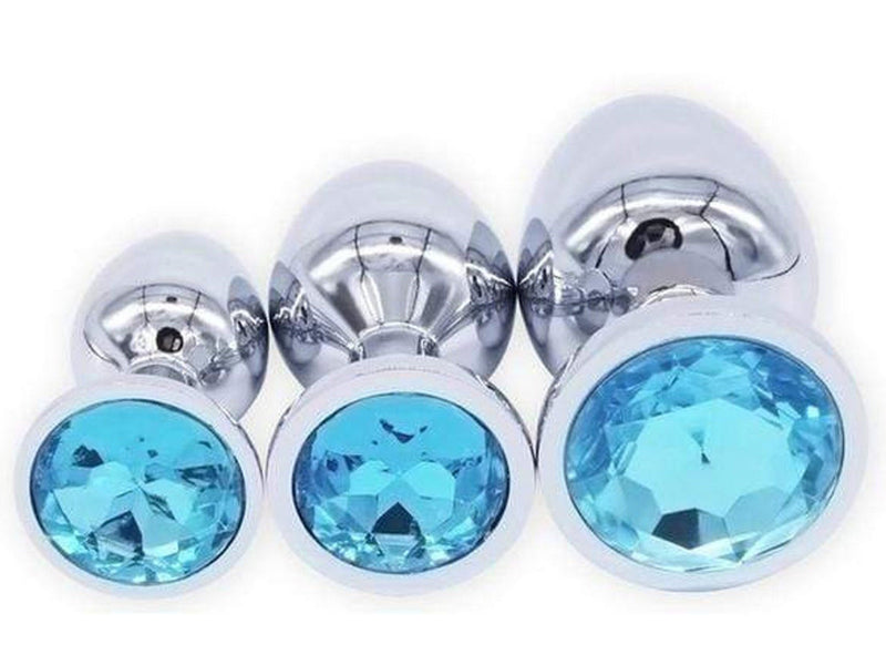 Light Aqua SKY BLUE ROUND Shaped Acrylic Crystal Butt plug 3 sizes anal toy sex jewel ass dildo cglg hotwife hot wife vixen slut Princess