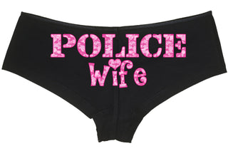 POLICE WIFE PINK camo design new honeymoon engagement bridal bachelorette boy short panty Panties boyshort cop sexy funny party force Wifey